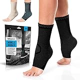 POWERLIX Sprunggelenkbandage 2 Stück, Professionelle Knöchelbandage für Damen/Männer Kompressionssocken Fußbandage für Plantarfasziitis, Arthritis, ACL, Gelenkschmerzen,Fersensporn, Sport, Schwarz, M