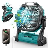 PDBEST Batteriebetriebener Ventilator 20000mAh Kabellos, Wiederaufladbarer Tragbarer Ventilator mit LED-Laterne, Tischventilator, USB-C-Akku Campingventilator für Reisen, Strand, Grün