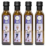 Health Seed® 4x500 ml / 2 Liter - Öl für Senioren - Leinöl Walnussöl Mariendistelöl Schwarzkümmelöl - 100% Rein Ungefiltert Kaltgepresst Glasflasche