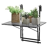 COSTWAY Balkontisch klappbar, 5-stufig höhenverstellbar, Balkonhängetisch zum Einhängen, Hängetisch Metall, Klapptisch bis 20 kg, Beistelltisch wetterfest, für Garten Terrasse Balkon, Schwarz