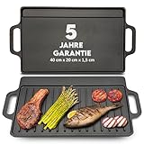 Gusseisen Grillplatte: Gusseiserne Wende-Grillplatte für Ofen, Herd und Grill, (Griddle, Herd Gusseisen, Warmhalteplatte) (S (40 cm x 20 cm))