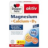 Doppelherz Magnesium + Calcium + D3 - Magnesium als Beitrag für die Muskelfunktion und zum Erhalt normalen Knochen - 120 Tabletten