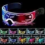 Cyberpunk LED Brille - Party Leuchtbrille Leuchtende Visor Glasses Neon Rave Brille LED Leuchtbrille LED Sonnenbrille Kostüme für Karneval Halloween Requisiten für die Weihnachtsfeier- High Tech