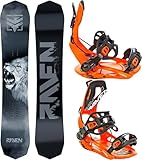 Raven Snowboard Set: Raven Lion + Bindung Fastec FT360 (Snowboard 159cm Wide + Bindung FT360 Orange XL)