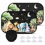 2 Stück Sonnenschutz Auto Baby, Extra Dunkel Sonnenblende Auto Kinder 51x31cm mit 8 Saugnäpfen, Sonne & UV-Schutz