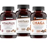 SHROOMY Shiitake + Chaga + Vitalpilze (Pilz Komplex) im 3er Set - jeweils 240 hochdosierte Mushroom Extrakt Kapseln mit 20% Beta Glucane und 40% Polysaccaride