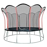 Ultrasport Gartentrampolin Trampolin Ø 420 cm, GS Zertifikat, Lotus, ovales/rundes/eckiges Gartentrampolin mit Sicherheitsnetz, gepolsterte Stangen, gepolsterte Randabdeckung, sicher, Outdoor