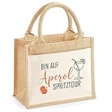 Jute Tasche 'Bin auf Aperol Spritztour' | Geschenktasche Gartenparty JGA Junggesellenabschied | kleine Geschenktasche Getränk Freundin