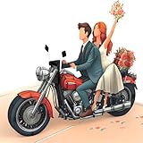 LIMAH® Pop-Up Hochzeitskarte – edle 3D Karte mit Motorrad und Brautpaar, originelle Glückwunschkarte zur Hochzeit oder Verlobung – passend für Geldgeschenk, Gutschein & Hochzeitsreise