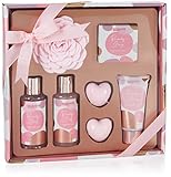 BRUBAKER Cosmetics Dusch- und Badeset Beauty Sleep - Rosen Duft - 7-teiliges Frauen Geschenkset - Geschenk für die Freundin oder Mama - Rosa Roségold