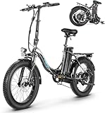 ANCHEER Klapprad E-Bike, 20'*3.0 Elektrofahrrad mit 36V 10.2Ah Lithium-Akku für Lange Reichweite bis 100KM, 250W Motor, 7 Gang für Herren Damen (Schwarzes Klapprad)