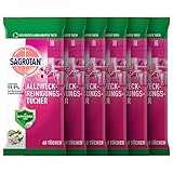 Sagrotan Allzweck-Reinigungstücher Granatapfel & Limette – Zur praktischen Reinigung von Oberflächen – 6 x 60 Feuchttücher in wiederverschließbarer Verpackung