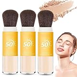 Mineral Sunscreen Setting Powder, Mineralisches Sonnenschutz-Puder, Lightweight Breathable Setting Powder, Lasting Lightweight Breathable Translucent, Mineral Sunscreen Powder With Brush (3Pcs)