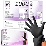 RMOVE 1000 schwarze Nitrilhandschuhe M puderfrei, latexfrei, hypoallergen, 10 Boxen mit 100 Einmalhandschuhe für Kosmetiker, Tätowierer, medizinische Bereiche