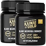 Kaimai Gold Manuka Honig * Premium Monofloral UMF® Zertifizierter Neuseeländischer ManukaHonig * MGO 800 820 = UMF 19, 829 830 850 = UMF 20, 1000 = UMF 22, 1200 = UMF 25 (2x 250G UMF22+ Manuka Honig)