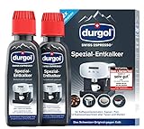 durgol swiss espresso Spezial-Entkalker – Kalkentferner für Kaffeemaschinen aller Typen und Arten – Einfache Reinigung ohne Einwirkzeit & Rückstände – Deutsche Version – 2x125ml