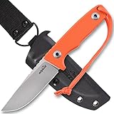 SCHNITZEL TRI - Outdoormesser mit Kydex-Scheide und Dangler Tragesystem - Bushcraft Jagdmesser Outdoor Messer Freizeitmesser Erwachsene (Orange)