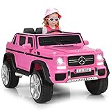 GOPLUS 12V Kinder Elektroauto Mercedes-Benz Maybach mit 2,4 Ghz Fernbedienung, Kinderfahrzeug mit Softstart, 2,5-5,5km/h, USB, MP3, LED-Licht, Sicherheitsgurt, für Kinder 3-8 Jahre (Rosa)