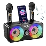 Karaoke Maschine für Erwachsene Kinder mit 2 drahtlose Mikrofone, tragbare Bluetooth Singen PA-Lautsprechersystem mit LED-Leuchten für Home Party, Outdoor/Indoor/Hochzeit,Kirche,Geburtstag Geschenke