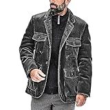 kuiazelit Vintage Herren Militärjacke Cord Taktischer Wintermantel Windbreaker Dicker Reverskragen Combat Casual Cargo Jacke Multi Taschen Casual Arbeitsjacke Winter Bomberjacke Outdoor Jacke, Schwarz