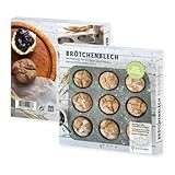 Wundermix - Brötchenblech mit Antihaftbeschichtung • Brötchen Backform für 9 Brötchen • Brötchen Form rund • Brötchenbackform Metall