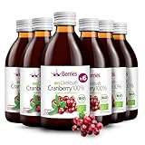 BIO Cranberrysaft 6er Pack (6x250ml) - BIO purer Cranberry-Direktsaft - 100% Kaltgepresst Muttersaft - ohne Farbstoffe, ohne Zucker, ohne GMO, ohne Konservierungsstoffe - Vegan - BerriesPolska®