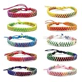 TONAUP Böhmische Gewebte Armbänder, Handgefertigt Verstellbar Freundschaftsarmbänder, Geflochtenes Wickelarmband Armband für Damen Herren Handgelenk Fußkettchen (Bunte 10-Farben)