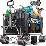 KESSER® Bollerwagen GTR9000 Handwagen 200Kg | 200L Stauraum Transportwagen faltbar extra breite 360° Räder & Feststell-Bremsen Wetterbeständig Strandwagen inkl Abdeckung, Seitentasche & Getränkehalter