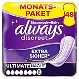 Always Discreet Inkontinenzeinlagen für Frauen Ultimate Nacht 48 Stück Extra Sicher und Diskret