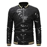 Leichte, glänzende Clubwear-Jacke für Herren mit Pailletten und Reißverschluss Mantel Wolle Herren Winter Herren Mantel Kamel