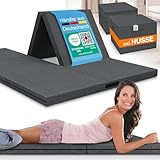 ELONEO Klappmatratze 140x200 cm mit Husse, 8 cm hoch, Gästematratze klappbar, Faltmatratze, Faltbare Matratze, Bandscheibenwürfel, Reisematratze, Gästebett klappbar, Klappbett waschbar