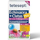 tetesept Echinacea + Cistus Tabletten mit Abwehr Complex | Vitamin C + D3 + Zink I 20 Tabletten | Zur Unterstützung der Abwehrkräfte, Immunsystem I Mit Depot-Funktion | Vegan, laktose- & glutenfrei