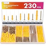 Gorffy 230 Stück Schrauben Dübel Set, 115 x Holzschrauben und 115 x Spreizdübel, M3/M4/M5/M6/M8 Dübel Schrauben Set, Schrauben und Dübel Set für Ziegelsteinen, Wand Befestigung