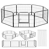 Juskys Welpenauslauf - Welpenlaufstall 8-teilig aus Metall- Freigehege mit Tür - Welpengitter für Hunde, Hasen & Kleintiere (160x160x60 cm)