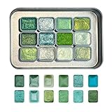 Besreey Glitzernde Aquarellfarbe, tragbar, 12 Farben, Zubehör für Anfänger und Künstler, Mädchen, Jungen, Lehrer, kreative Freizeit und Bastelarbeiten