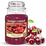 Yankee Candle Duftkerze im Glas (groß) – Black Cherry – Kerze mit langer Brenndauer bis zu 150 Stunden