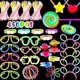 Shrubz 450 Stück Knicklichter Party Set, 200 Glow Sticks, Leuchtstäbe Knicklichter Kinder Neon Party Leuchtarmbänder Knicklichter Hochzeit Leuchtspielzeug für Halloween Hochzeit Festivals Party deko