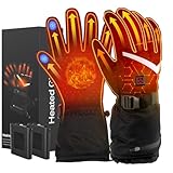 LOTTBUTY Beheizbare Handschuhe 2024 Upgrade,Beheizte Handschuhe Herren Damen mit 7.4V/2×5000mAh Wiederaufladbare Akkus,wasserdichte Beheizbare Motorradhandschuhe Winter für Kifahren,Radfahren,Wandern