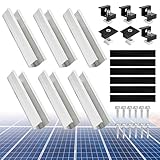 Philtool Solarmodul Halterung Kit,12cm Aluprofil Schienen und Zubehör Schwarz Eloxiert 30-35mm Verstellbar Halterung für Solarmodule, Halterung Solarpanel für Flachdach Trapezdach Blechdach