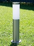 JungesLicht Außenlampe Edelstahl Sockelleuchte 45cm, Ø76mm, E27 Fassung/Sockel, IP54 Wetterfest, 230Volt Aussenleuchte, integrierte Kabelbox, Pollerleuchte, Gartenbeleuchtung