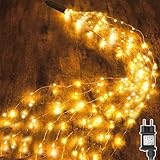 Dekofun Lichterschweif 1M 100 LED Weihnachtsbeleuchtung mit Strom, Timer, Lichterstrang 8 Modi Wasserfall Lichterkette Wasserdicht Lichterbündel für Weihnachten Baum Außen Innen Deko - Warmweiß