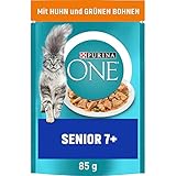 PURINA ONE Senior 7+ Katzenfutter nass, zarte Stückchen in Sauce mit Huhn, 26er Pack (26 x 85g)