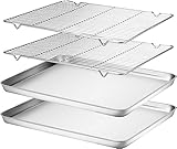 Terlulu Backblech mit Abkühlgitter, Edelstahl Groß Rechteckige Ofenblech Kuchenblech und Kuchengitter Set, 40.5 x 30.5 x 2.5cm, zum Backen/Braten/Servieren, Spülmaschinenfest
