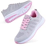 Youecci Damen Fitness Laufschuhe Atmungsaktive laufende Turnschuhe Sportschuhe Schnüren Hallenschuhe Leichtathletikschuhe Running Sneaker Gym Schuhe Pink 42 EU