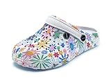 Bock op Kölle Sprint Sport Damen Clogs Gartenschuhe Pantoletten atmungsaktiv (Blume, eu_Footwear_Size_System, Adult, Numeric, medium, Numeric_39)