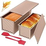 JSCORES Toast Brot Backform Set,4PCS Antihaft Brot Toastform mit Deckel,Brotbackform für Toast Kuchen (Roségold)