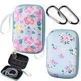 2 Stück EVA-Kopfhöreretui Kopfhörer Tasche für in Ear Ohrhörer, Aufbewahrung Etui Earphone Cover Kompatibel, Kleine Hardcase Headphones Schutztasche mit Karabiner, Case für in Ear, MP3 Player, Earpods