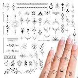 2 Blätter Fake Tattoos Schwarz Temporäre Klebetattoos Erwachsene Wasserdicht Tattoo Mädchen Arm Tattoo Klebe Aufkleber Tatoos zum Aufkleben Frauen Damen Kinder Männer (Europäisches Muster)