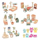 50PCS Puppenhaus Möbel Set für Kinder Spielzeug Haus für Baby Kinder Mädchen Jungen Alter 3+, Miniatur-Zubehör pädagogische Pretend Play Spielzeug für Kleinkinder