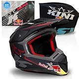 Kini Red Bull Motocross Helm Herren [Premium] Geprüfter Motorradhelm für Renneinsatz - Crosshelm als Enduro Helm Downhill Helm einsetzbar - Motocross Helm Brillenträger geeignet (XL, Division V2.3)